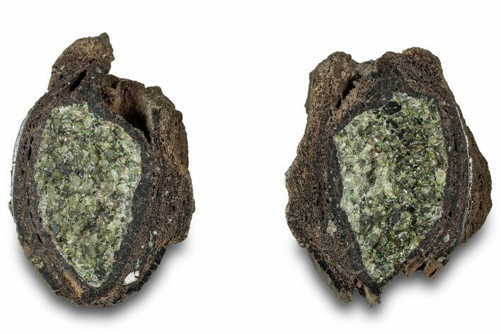 Sliced Olivine Crystal Filled Volcanic Bomb - Spain #315155